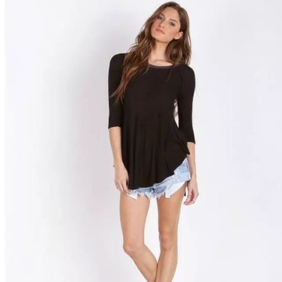 Intimately Free People Black Knit Top Asymmetrical NWT - Picture 2 of 6